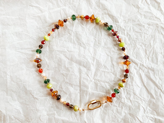 Mixed Gemstone Choker with Carabiner